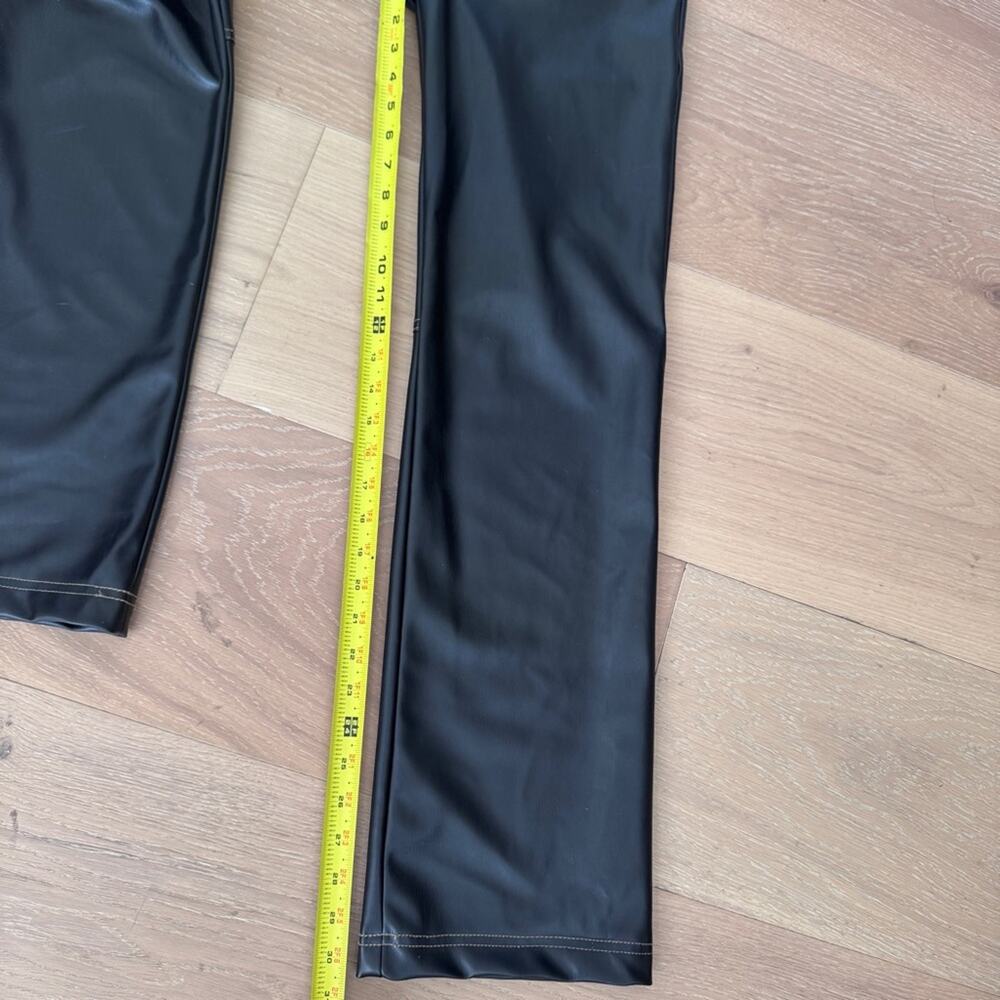 Zara Black Faux Leather Straight Leg Contrast Stitch Pants size XS - Picture 12 of 16